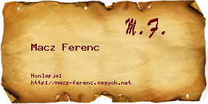 Macz Ferenc névjegykártya