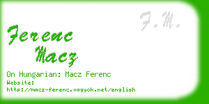 ferenc macz business card